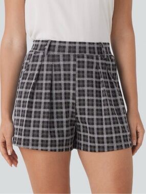Halara High Waisted Pleated Plaid Shorts